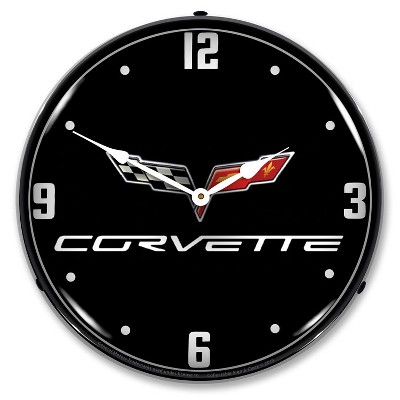 Collectable Sign & Clock | C6 Corvette Black Tie LED Wall Clock Retro/Vintage, Lighted