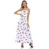 Women Strapless Maxi Boho Vintage Summer Beach Floral Print Hawaiian Party Long Dress - 3 of 4