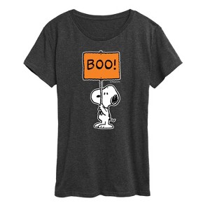 Women's - Peanuts - Snoopy Boo Sign Short Sleeve Graphic T-Shirt - 1 of 4