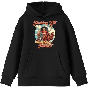 "Parking Lot Pioneer" Old West Wagon Football Cowboy Youth  Long Sleeve Hoodie- - 1 of 2