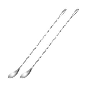 Unique Bargains Stainless Steel Long Spiral Handle Smooth Drink Mixing Bar Spoon 2 Pcs - 1 of 4