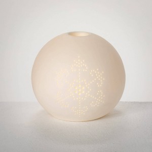 Sullivans Illuminated Snow Taper Holder White 4"H Ceramic - 1 of 3
