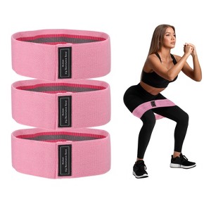 Unique Bargains Elastic Fabric Non-Slip Workout Loops Leg Booty Resistance Bands 3 Pcs - 1 of 3