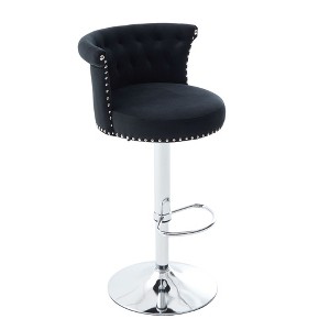 Lyngins Adjustable Height Bar Stools Set of 2,Swivel Counter Stools with Curved Backrest,Velvet Counter Height Stools For Kitchen Island - 1 of 4