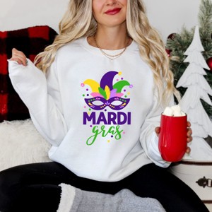 Simply Sage Market Mardi Gras Mask Sweatshirt - 1 of 4