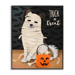 Stupell Industries Dog Wearing Mummy Costume Trick or Treat Halloween  Framed Giclee Art - 1 of 4