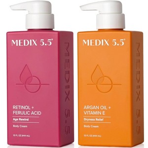 MEDIX 5.5 Retinol Body Cream and Argan Oil Body Cream for Wrinkles, and Moisturizing Dry Skin. Set of Two - 15 Fl Oz - 1 of 4