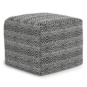 Flora Square Woven PET Polyester Pouf Gray/Black - WyndenHall: Upholstered, No Assembly, 250lb Capacity - 1 of 4