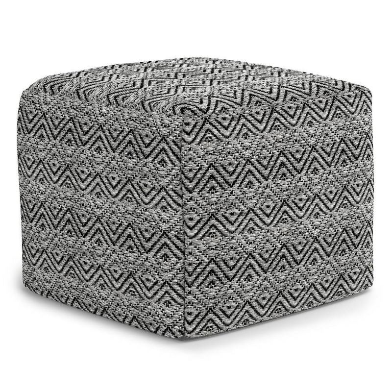 Flora Square Woven PET Polyester Pouf Gray/Black - WyndenHall, 1 of 8