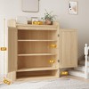 Rattan Shoe Cabinet with 2 Doors, Wooden Shoe Storage Organizer with Adjustable Shelves, 5-Tier Shoe Storage Cabinet for Entryway, Hallway, Closet - 2 of 4