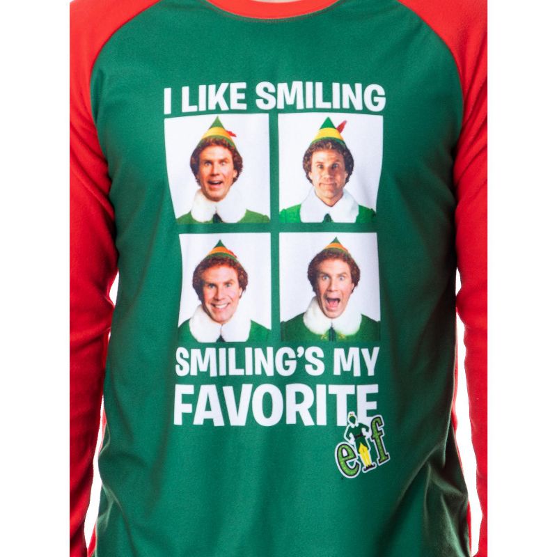 Elf The Movie Mens' Buddy I Like Smiling, Smiling's My Favorite Pajama Set Smiling's My Favorite, 3 of 5
