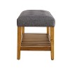 Simple Relax Fabric Upholstered Storage Bench in Gray and Oak - 3 of 4