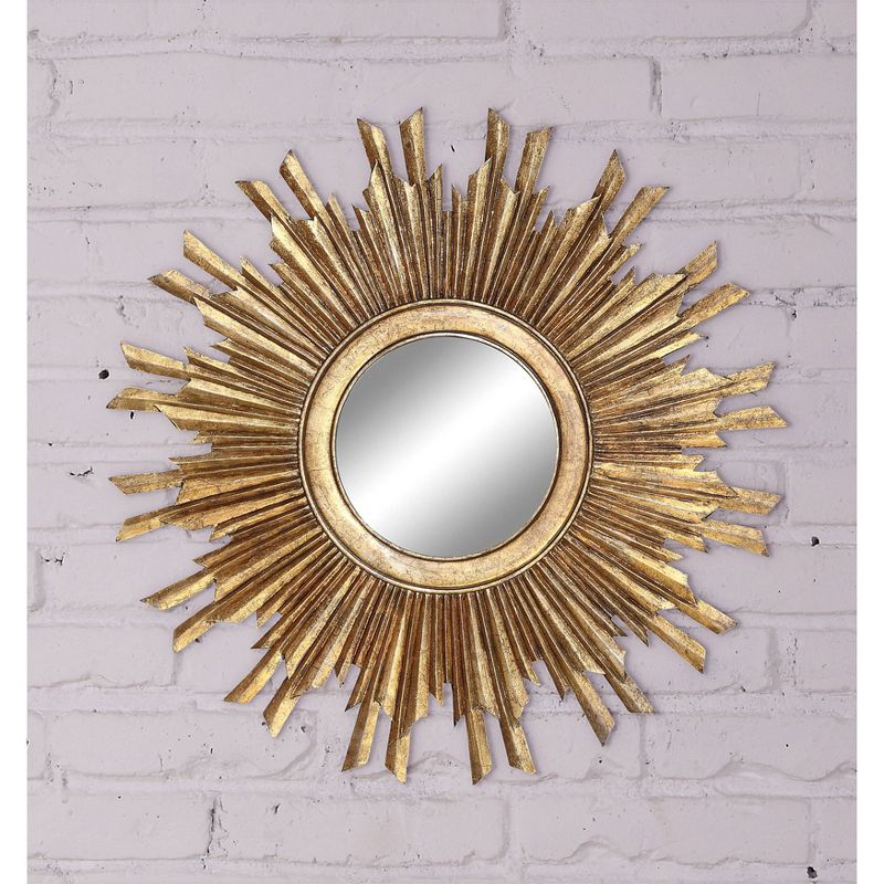 35.5&#34; Round Wood Sunburst Wall Mirror Gold Finish - Storied Home, 4 of 16