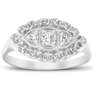 Pompeii3 1/2ct Diamond 14K White Gold Antique Anniversary Right Hand Fashion Ring - 1 of 4