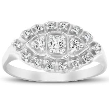 Pompeii3 1/2ct Diamond 14K White Gold Antique Anniversary Right Hand Fashion Ring