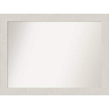 44" x 33" Non-Beveled Rustic Plank White Bathroom Wall Mirror - Amanti Art