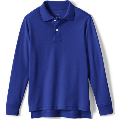 Lands' End School Uniform Kids Long Sleeve Mesh Polo Shirt