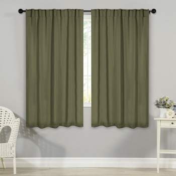 Classic Modern Solid Room Darkening Blackout Curtains, Rod Pocket/ Back Tabs, Set of 2 by Blue Nile Mills