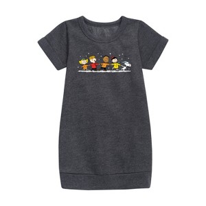 - Peanuts - Group Skate Graphic Short Sleeve Fleece Dress - 1 of 4