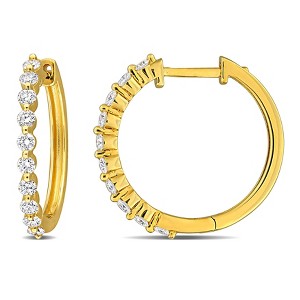 EVERLY JEWELRYR | Yellow Plated Sterling Silver 5/8 CT Lab Grown Diamond Hoop Earrings - 1 of 4