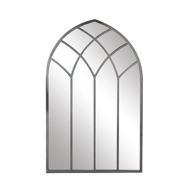 Modern Iron Framed Arched Window Wall Mirror Gray - Olivia & May