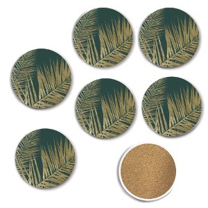 Courtside Market Jeweled Fronds Collection 4″ Circle Ceramic Coasters – 6 Piece Set - 1 of 3