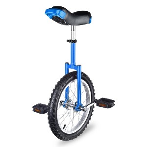 Yescom 16 In Wheel Outdoor Unicycle Adjustable Seat Exercise Bicycle Balance Training for Adults Teenagers Kids, Blue - 1 of 4