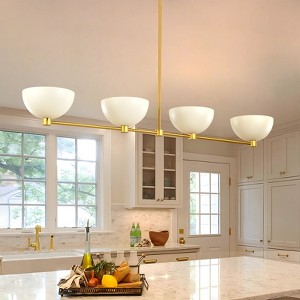Rennnsan Averra 47" W 4 - Light Bowl Liner Mid-Century Modern Dimmable Kitchen Island Pendant - 1 of 4