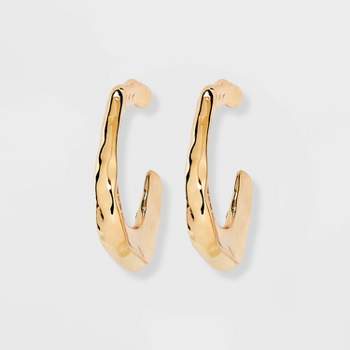 Sculptural Metal Wide Hoop Earrings - A New Day™ Gold