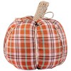 Northlight Plush Ribbed Plaid Fall Harvest Pumpkin - 8" - Orange and Green - 4 of 4