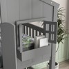 Okak Twin Over Twin House Bunk Bed with Roof, Window Floor Bunk Bed with Safety Guardrails, Door,Stairs Solid Wood for Kids, Easy Assemble, Gray - 4 of 4