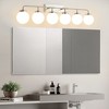 POWLIG 45.28-in 6-Light Nickel Bathroom Light Fixtures Over Mirror Vanity Lighting with Milk White Glass Globe Shades - 3 of 4