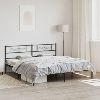 vidaXL Metal Bed Frame with Headboard Black 76 in.x79.9 in. King