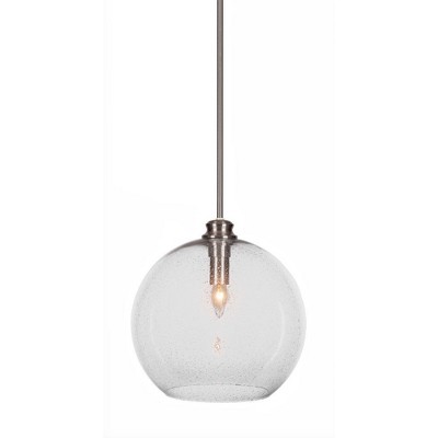 Toltec Lighting Kimbro 1 - Light Pendant in  Brushed Nickel with 13.75" Clear Bubble Shade