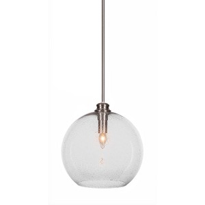 Toltec Lighting Kimbro 1 - Light Pendant in  Brushed Nickel with 13.75" Clear Bubble Shade - 1 of 1