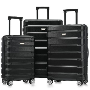ChicFurnit Luggage 20"/24"/28" Hardside Large Checked Luggage, 3 Pcs ABS Hardside Luggage Sets, TSA Lock, Spinner Wheels, Black, 31.12"*20.04"*12.06" - 1 of 4