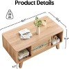SEVOBAL Coffee Tables Modern Square Coffee Table with Rattan Drawer, Stylish Living Room Centerpiece for Fashioner, Beige, 23.5"*43.7"*15.7" - 3 of 4