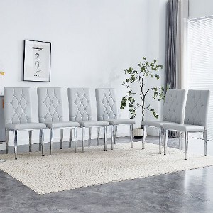 CAVINAS Velvet Armless Chairs, Dining Chairs with Metal Legs, Grid and Buckle Design for Kitchen, Conference Room, Living Room - 1 of 4