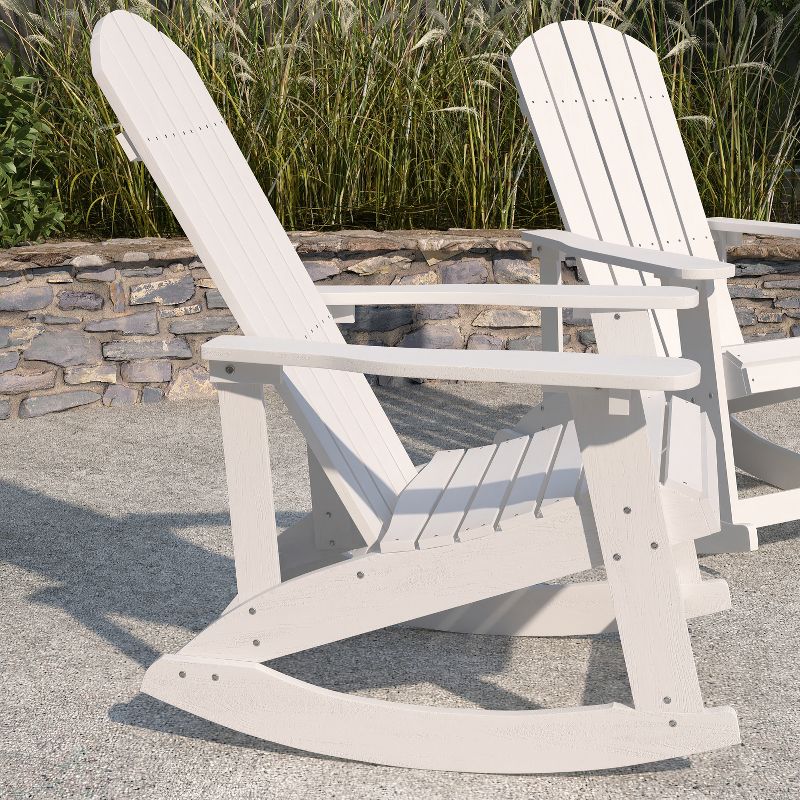 Merrick Lane Set of 2 All-Weather Polyresin Adirondack Rocking Chair with Vertical Slats, 5 of 13