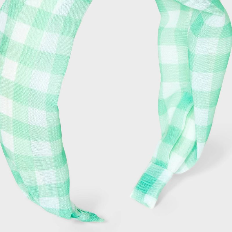 Girls&#39; Headband Gingham with Bow - Cat &#38; Jack&#8482; Green, 4 of 5