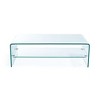 Tempered Glass and Aluminum Rectangular Coffee Table with Open Shelf and Streamlined Waterfall Sides for Living Room, Apartment, or Office - 2 of 4