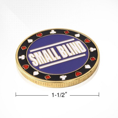 GOGO Set Of 3 Metal Chip Poker Buttons - Small Blind, Big Blind And Dealer