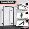 Squat Rack, 87.8” Wall Mounted Squat Rack 1600LB Capacity - Commercial Power Rack for Home Gym w/Multi-Grip Pull-Up Bar/J-Cups/Landmine - 4 of 4