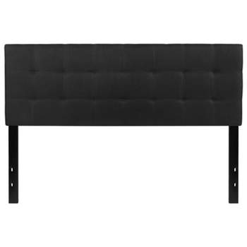 Emma and Oliver Quilted Tufted Upholstered Queen Size Headboard in Black Fabric