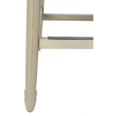 Light Beige Upholstered Carved Wood Bar Stool Set