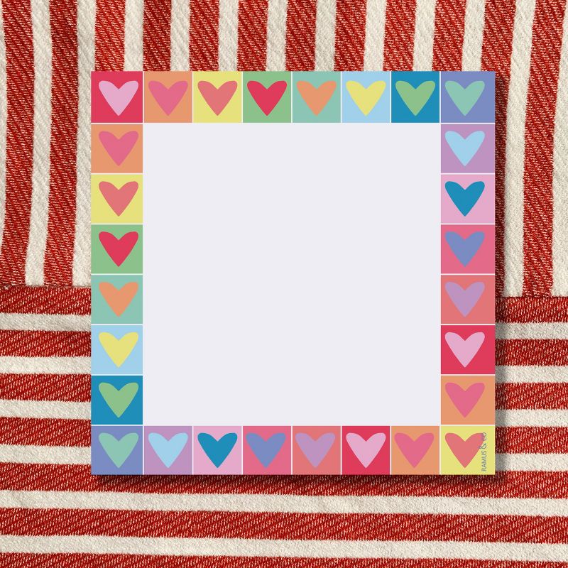 Rainbow Heart 6" x 6" Square Love Notepad by Ramus & Co (100 Heavyweight Tear-Off Sheets), 2 of 4