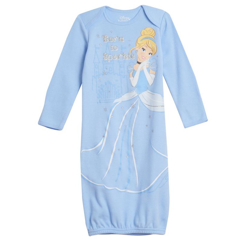 Disney Princess Baby Girls 3 Pack Long Sleeve Swaddle Sleeper Gowns Newborn , 2 of 9