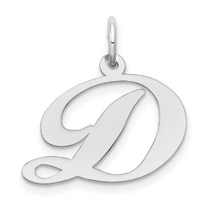 Black Bow Jewelry 14k White Gold, Ella Collection Medium Fancy Script Initial D Pendant - 1 of 4