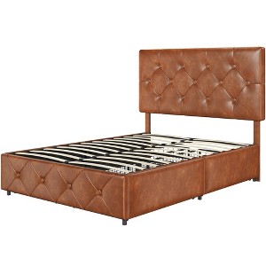 Yaheetech Upholstered Faux Leather Bed Frame with Adjustable Headboard - 1 of 4