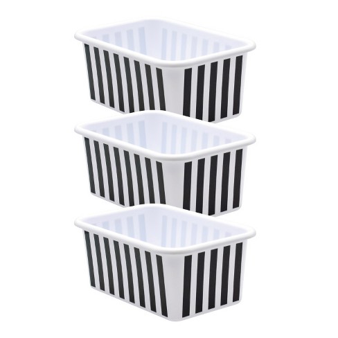 Teacher Created Resources Black and White Stripes Small Plastic Storage Bin, Pack of 3 - image 1 of 1